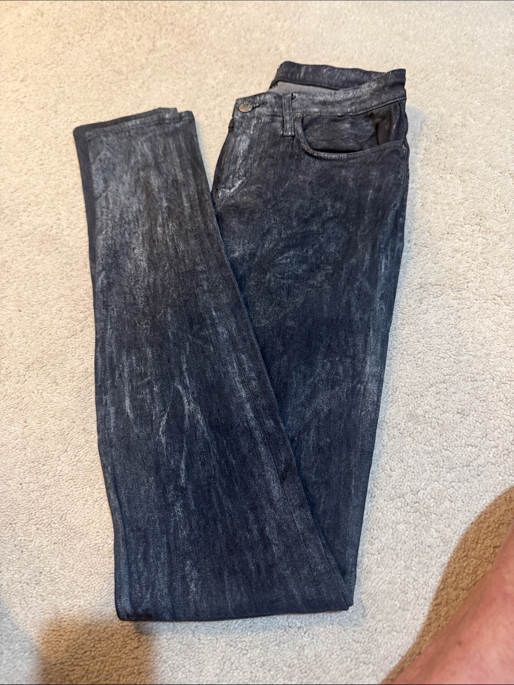 Helmut Lang Coated Slim Distressed Black Jeans